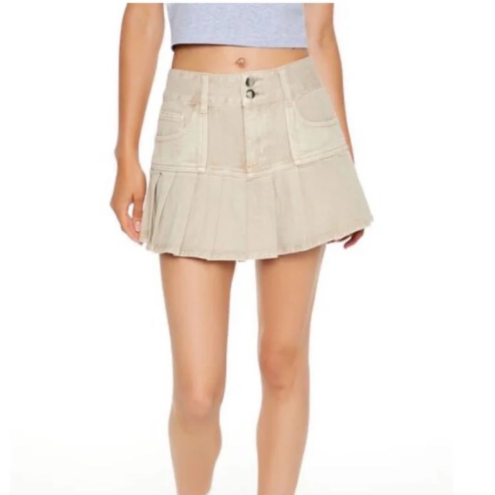 Forever 21 Pleated Drop-Waist Mini Skirt Khaki